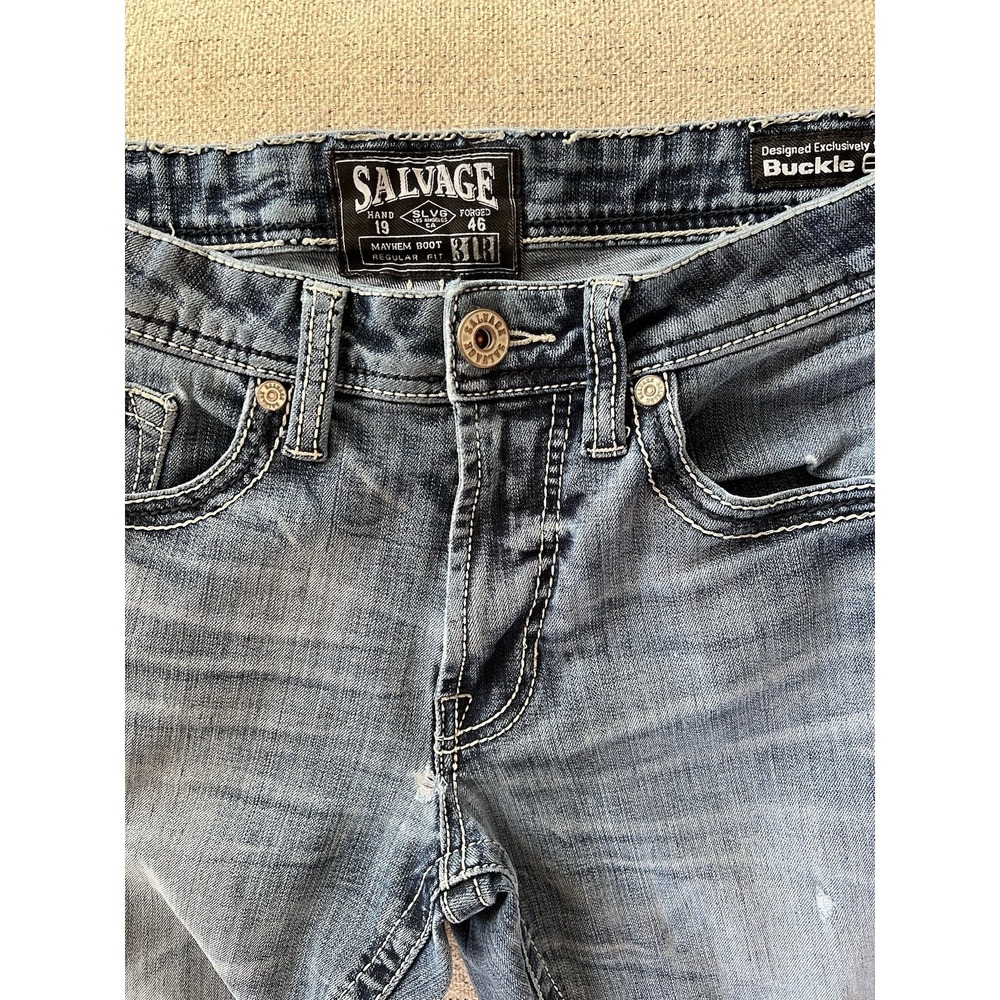 Salvage Mayhem Boot Regular Fit Mens Jeans Blue Wash Size 31x 32 Y2K